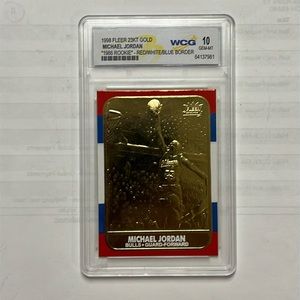 1997 Fleer Michael Jordan 23KT Gold GEM MINT 10 “1986 Rookie” Red/White/Blue